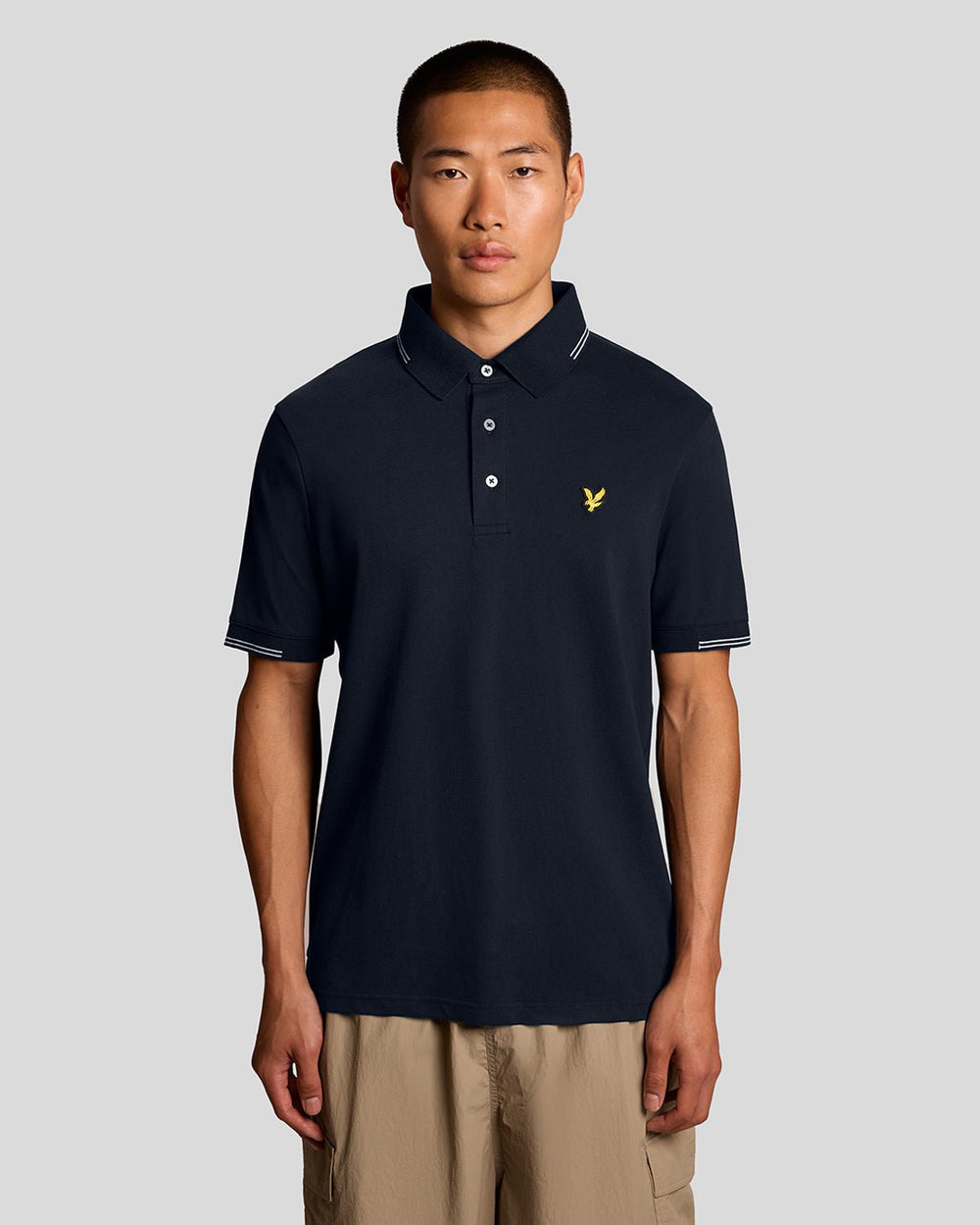 Lyle & Scott Mens Fine Cotton Tipped Polo Shirt | Dark Navy
