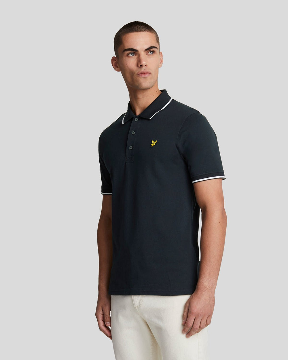 Lyle & Scott Mens Tipped Polo Shirt | Dark Navy White