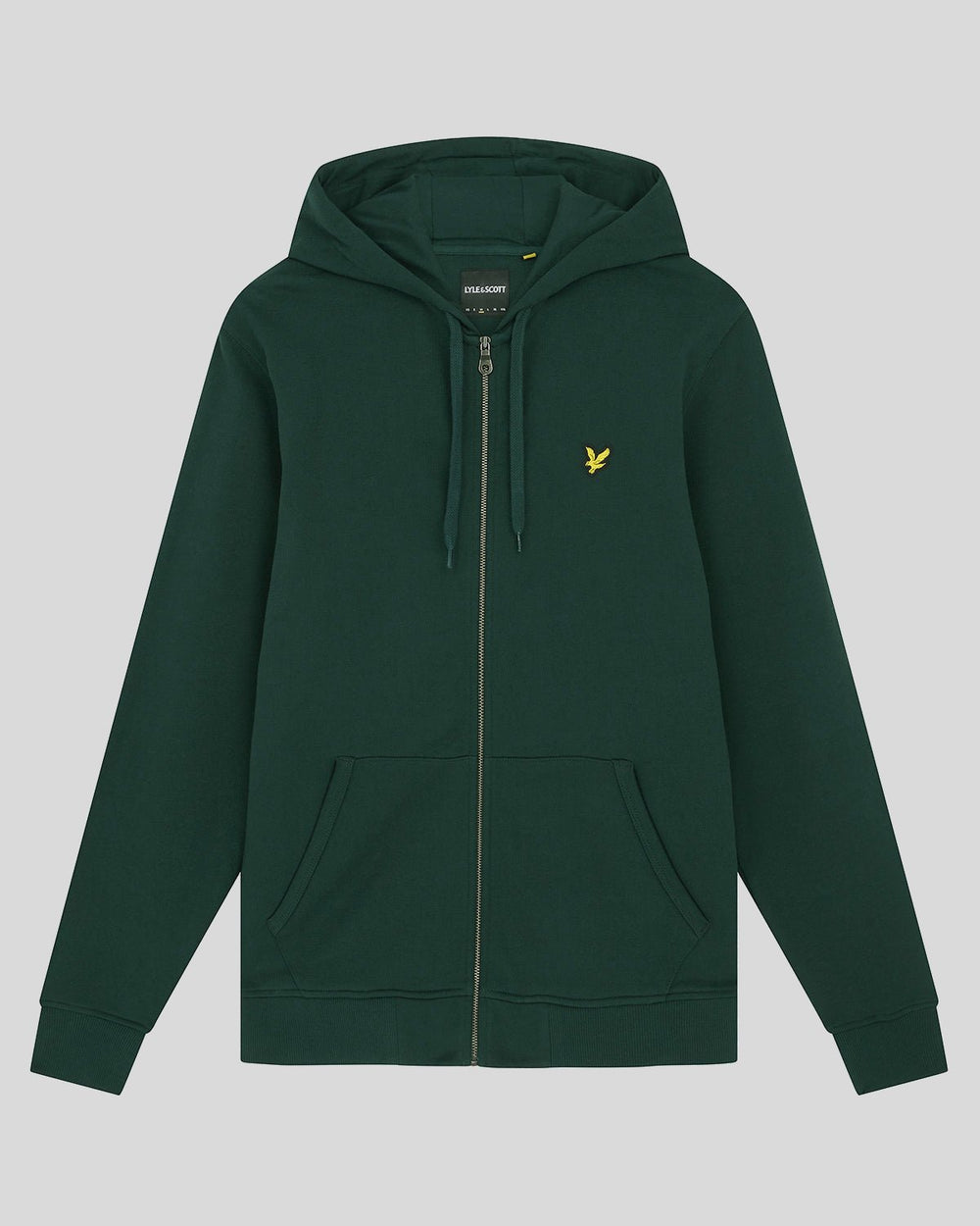 Lyle & Scott Mens Loopback Cotton Full Zip Hoodie | Dark Green