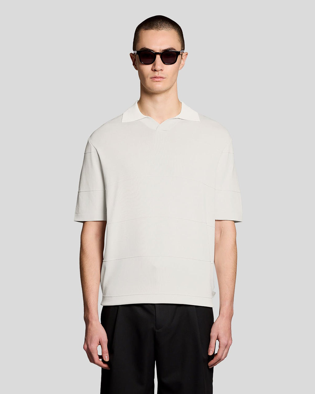 Lyle & Scott Mens Open Collar Fine Knitted Polo Shirt | Skylight