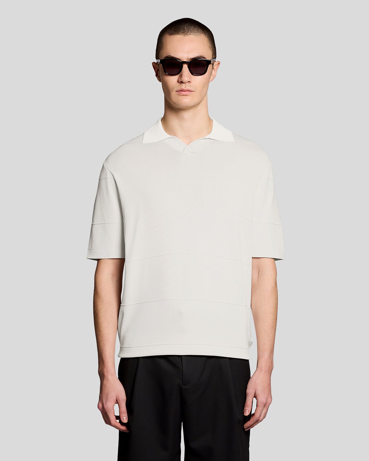 Lyle & Scott Mens Open Collar Fine Knitted Polo Shirt | Skylight