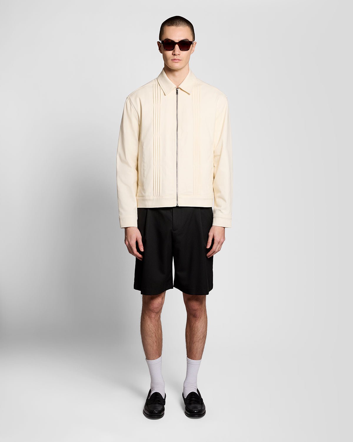 Lyle & Scott Mens Pintuck Zip-Through Jacket | Radiant Ecru