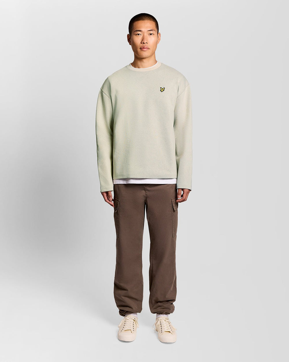 Lyle & Scott Mens Raised Jacquard Crew Neck Sweatshirt | Putty