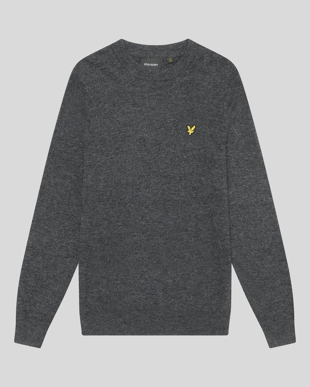 Lyle & Scott Mens Lambswool Blend Crew Neck Jumper | Charcoal Marl