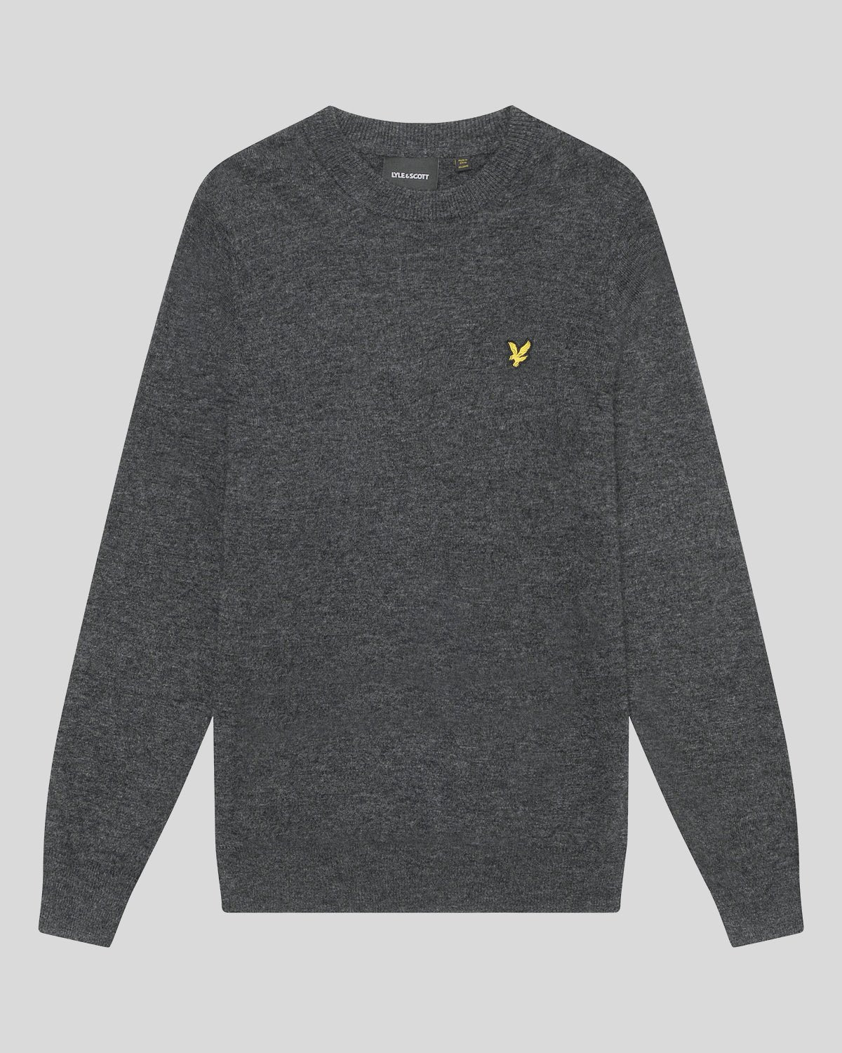 Lyle & Scott Mens Lambswool Blend Crew Neck Jumper | Charcoal Marl
