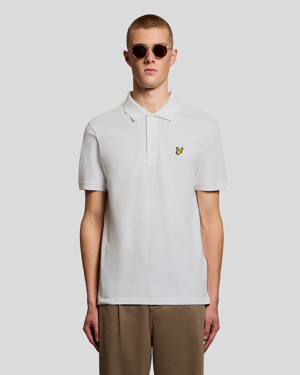Lyle & Scott Mens Textured Jacquard Polo Shirt | White