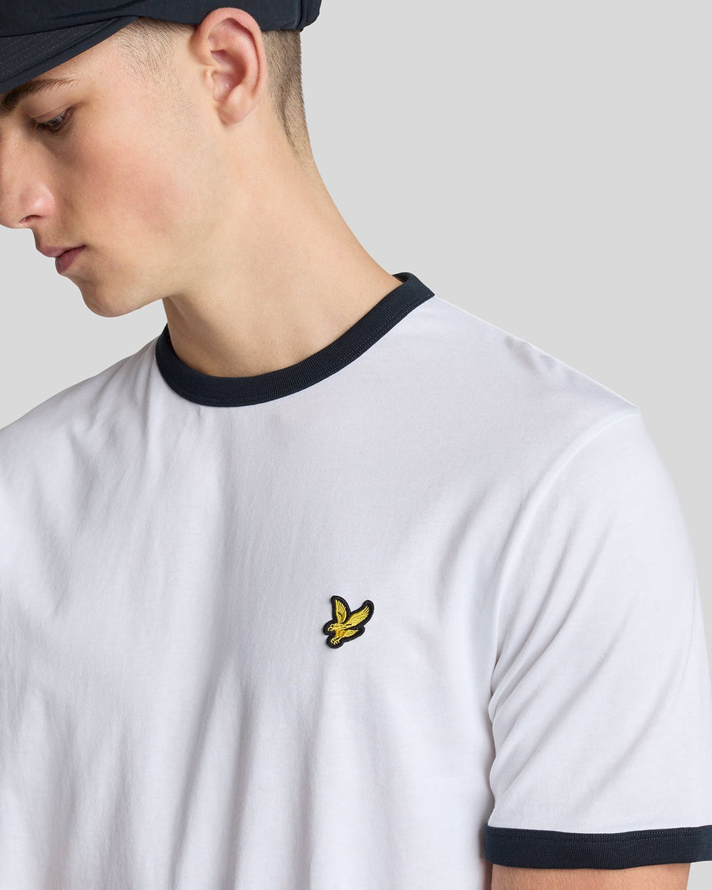 Lyle & Scott Mens Ringer T-Shirt | White Dark Navy
