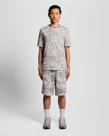 Lyle & Scott Mens Industrial Graphic Sweat Shorts | Cold Grey