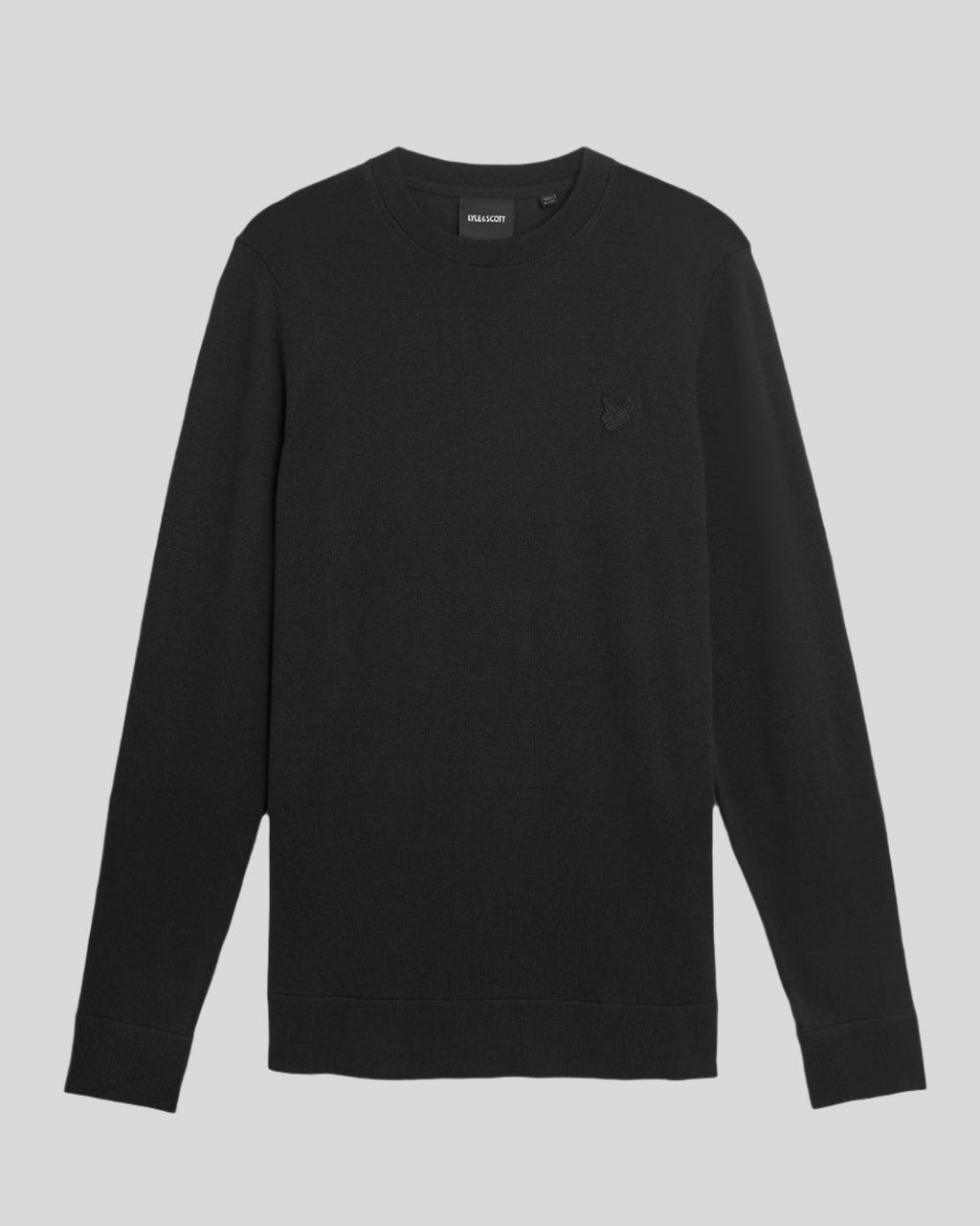 Lyle & Scott Mens Superfine Cotton Crew Neck Jumper | Jet Black