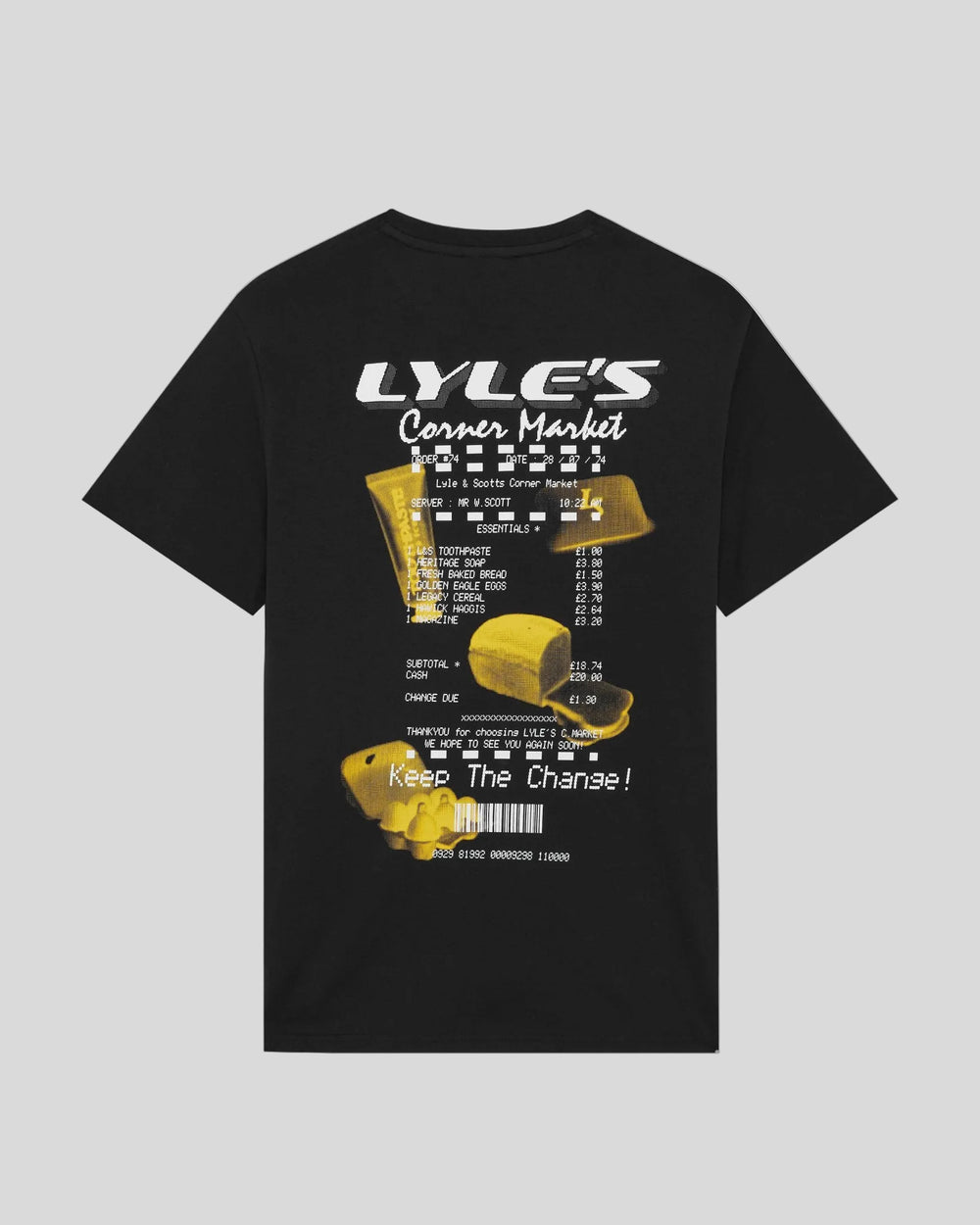 Lyle & Scott Mens Receipt Back Print Graphic T-Shirt | Black