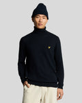 Lyle & Scott Mens Cotton Merino Turtleneck Jumper | Dark Navy