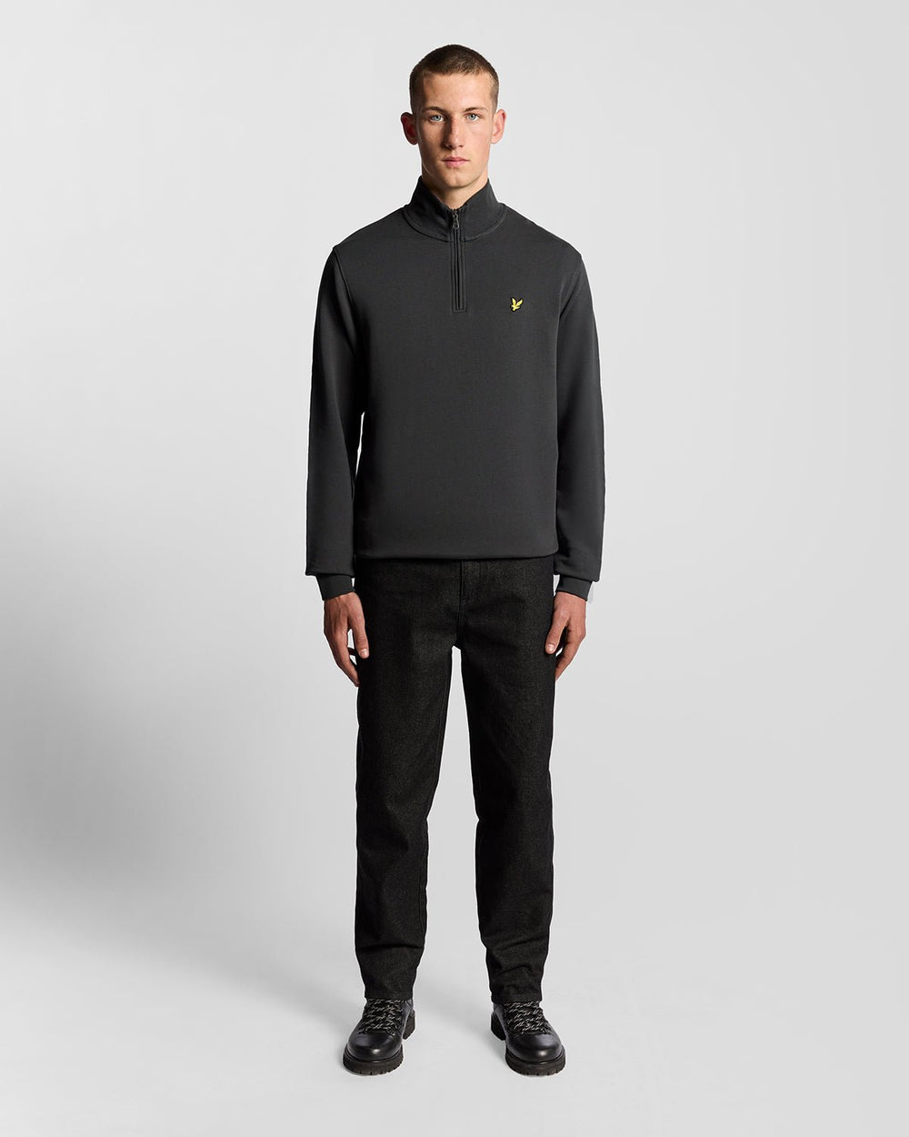 Lyle & Scott Mens Cotton Loopback Quarter Zip Sweatshirt | Gunmetal