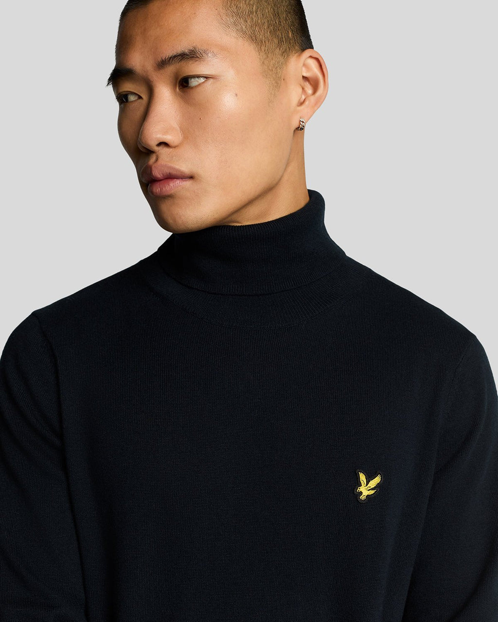 Lyle & Scott Mens Cotton Merino Turtleneck Jumper | Dark Navy