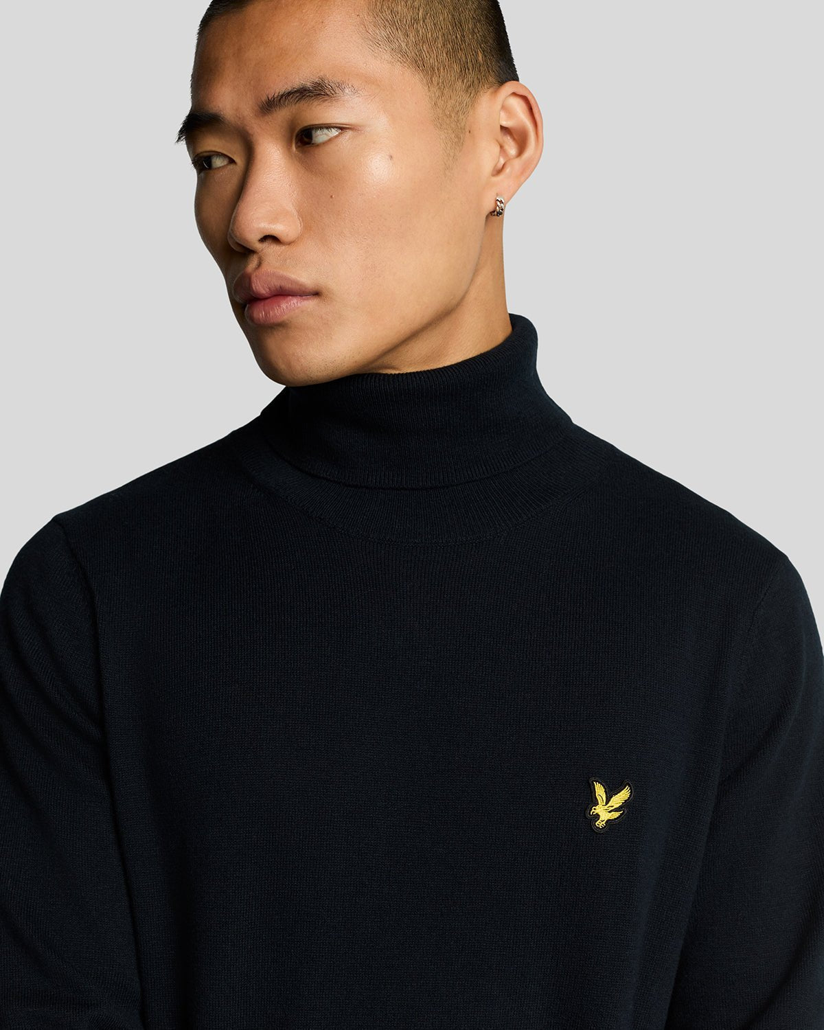 Lyle & Scott Mens Cotton Merino Turtleneck Jumper | Dark Navy