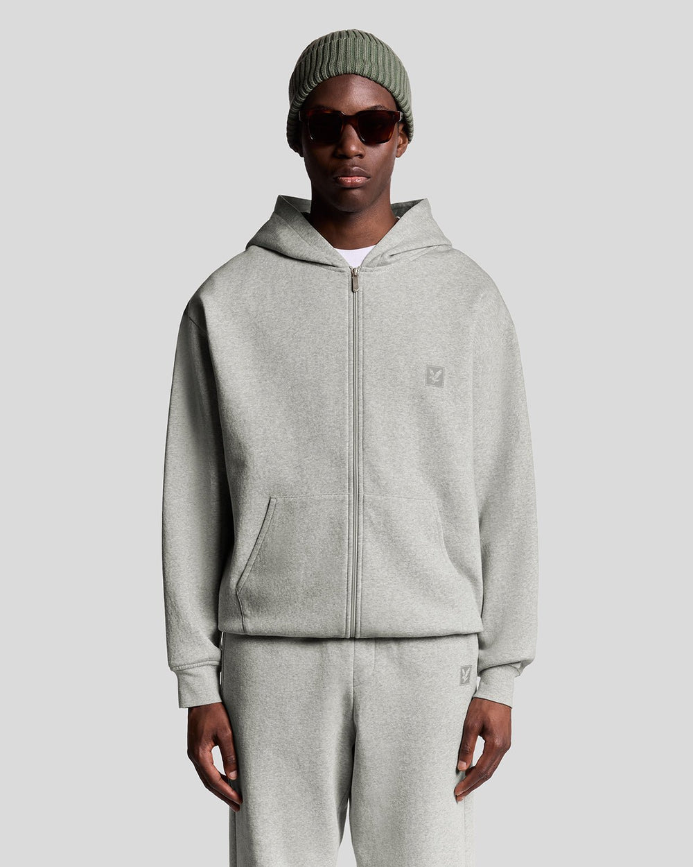 Lyle & Scott Mens Lounge Full Zip Hoodie | Light Grey Marl