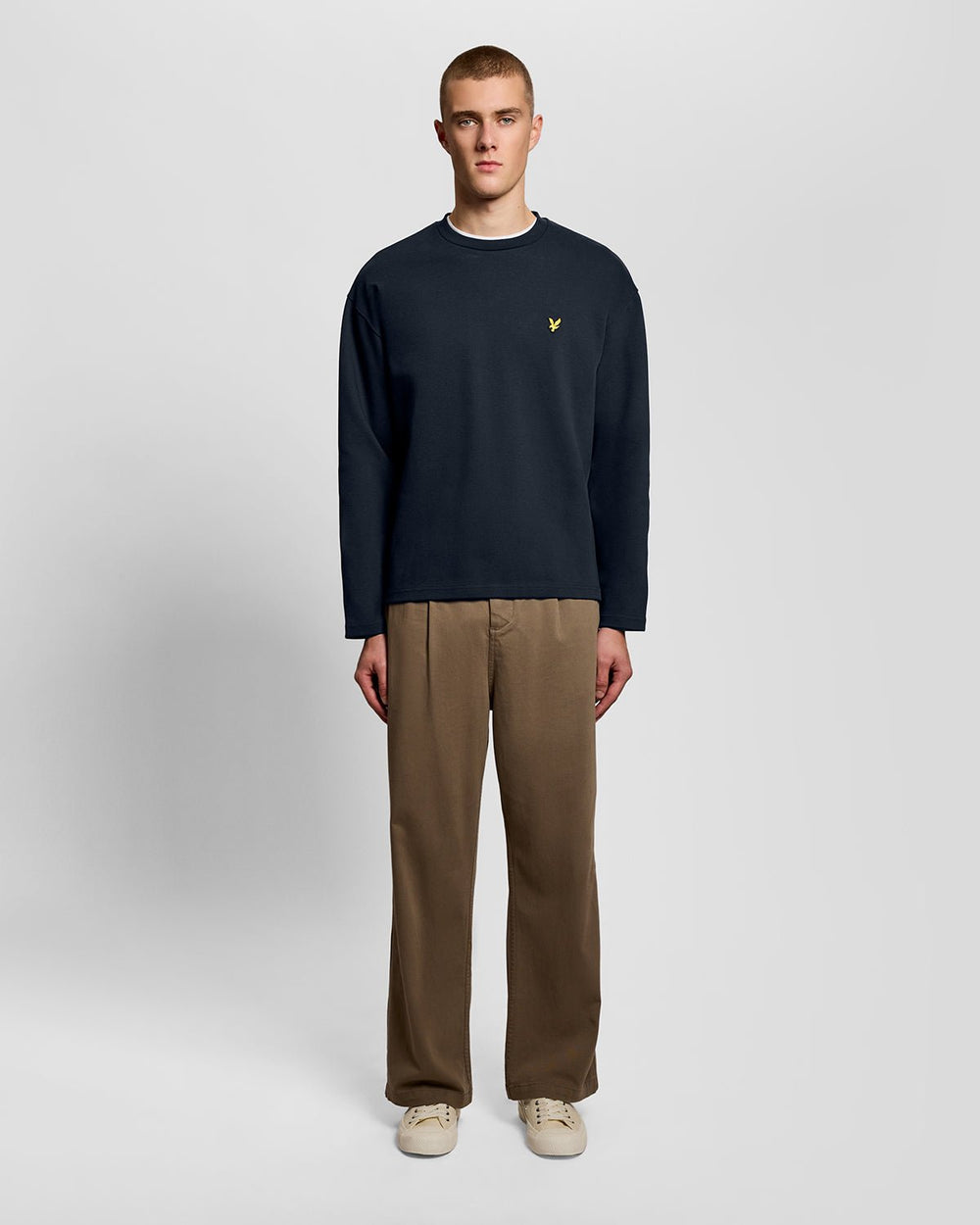 Lyle & Scott Mens Raised Jacquard Crew Neck Sweatshirt | Dark Navy