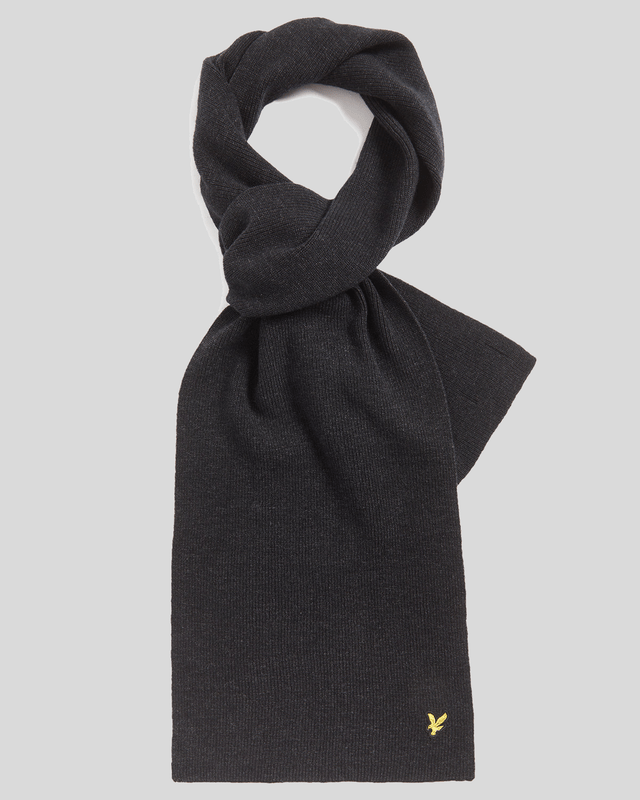 Lyle & Scott Lambswool Blend Ribbed Scarf | Jet Black Marl