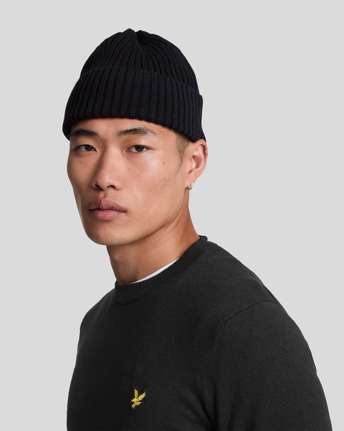Lyle & Scott Mens Cotton Merino Crew Neck Jumper | Jet Black