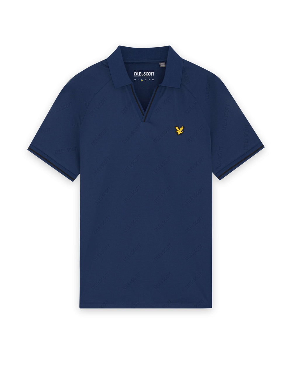 Lyle & Scott Mens Sports Embossed Football Polo Shirt | Navy Peony