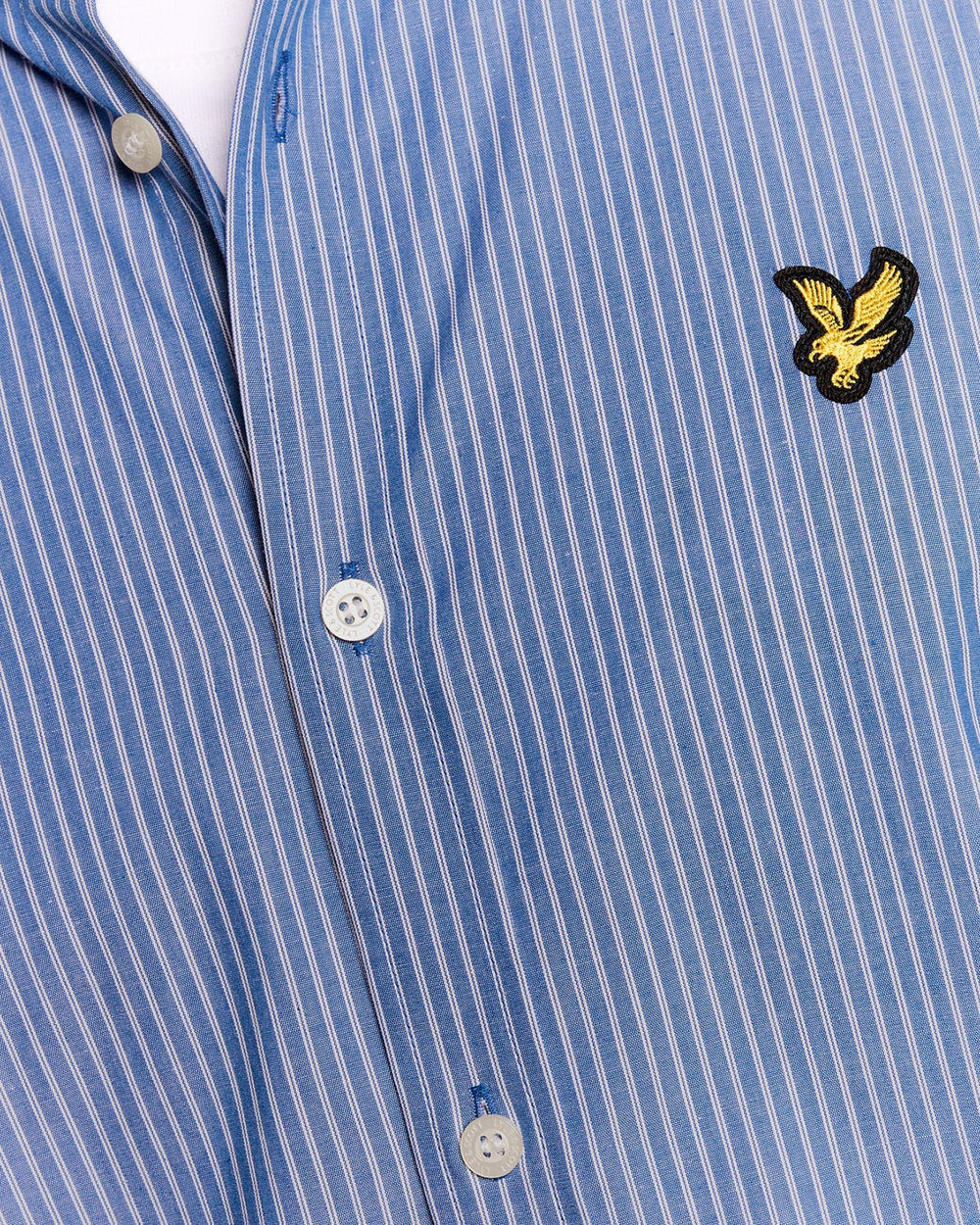 Lyle & Scott Mens Cotton Poplin Twin Stripe Shirt | Lucid Blue