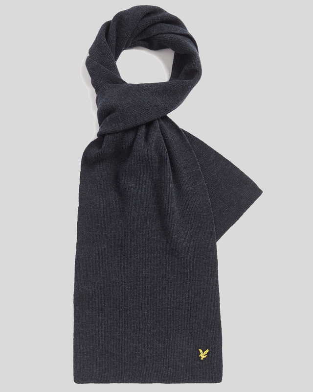 Lyle & Scott Lambswool Blend Ribbed Scarf | Dark Navy Marl