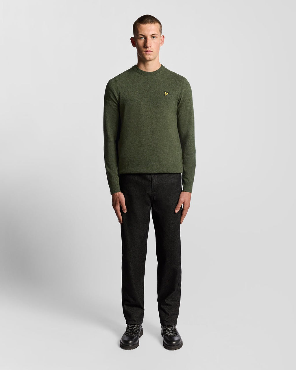 Lyle & Scott Mens Lambswool Blend Crew Neck Jumper | Deep Depths Marl