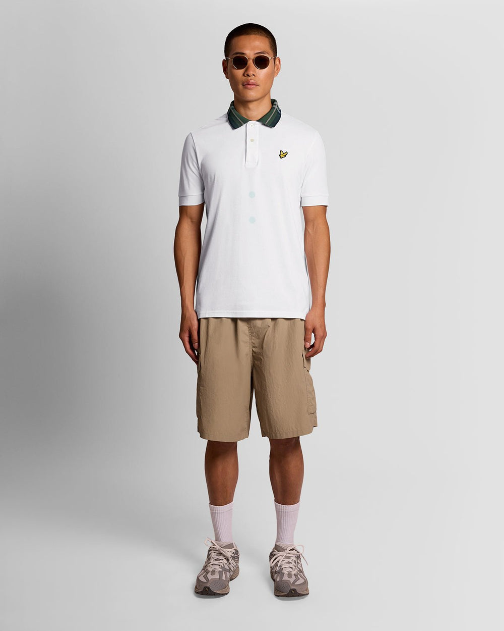 Lyle & Scott Mens Tartan Collar Polo Shirt | White