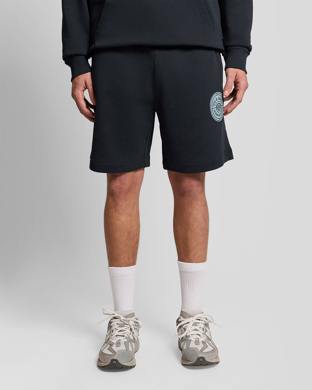 Lyle & Scott Mens Graphic Badge Cotton Sweat Shorts | Dark Navy