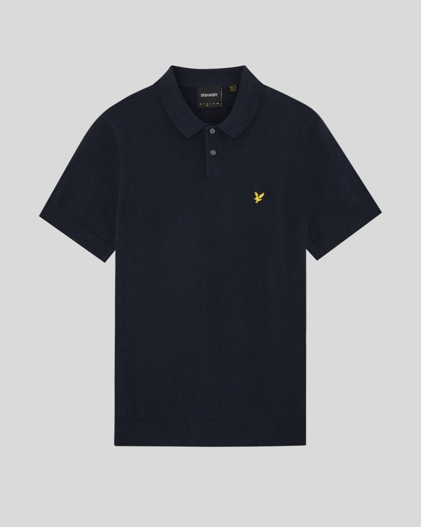 Lyle & Scott Mens Cotton Knitted Polo Shirt | Dark Navy