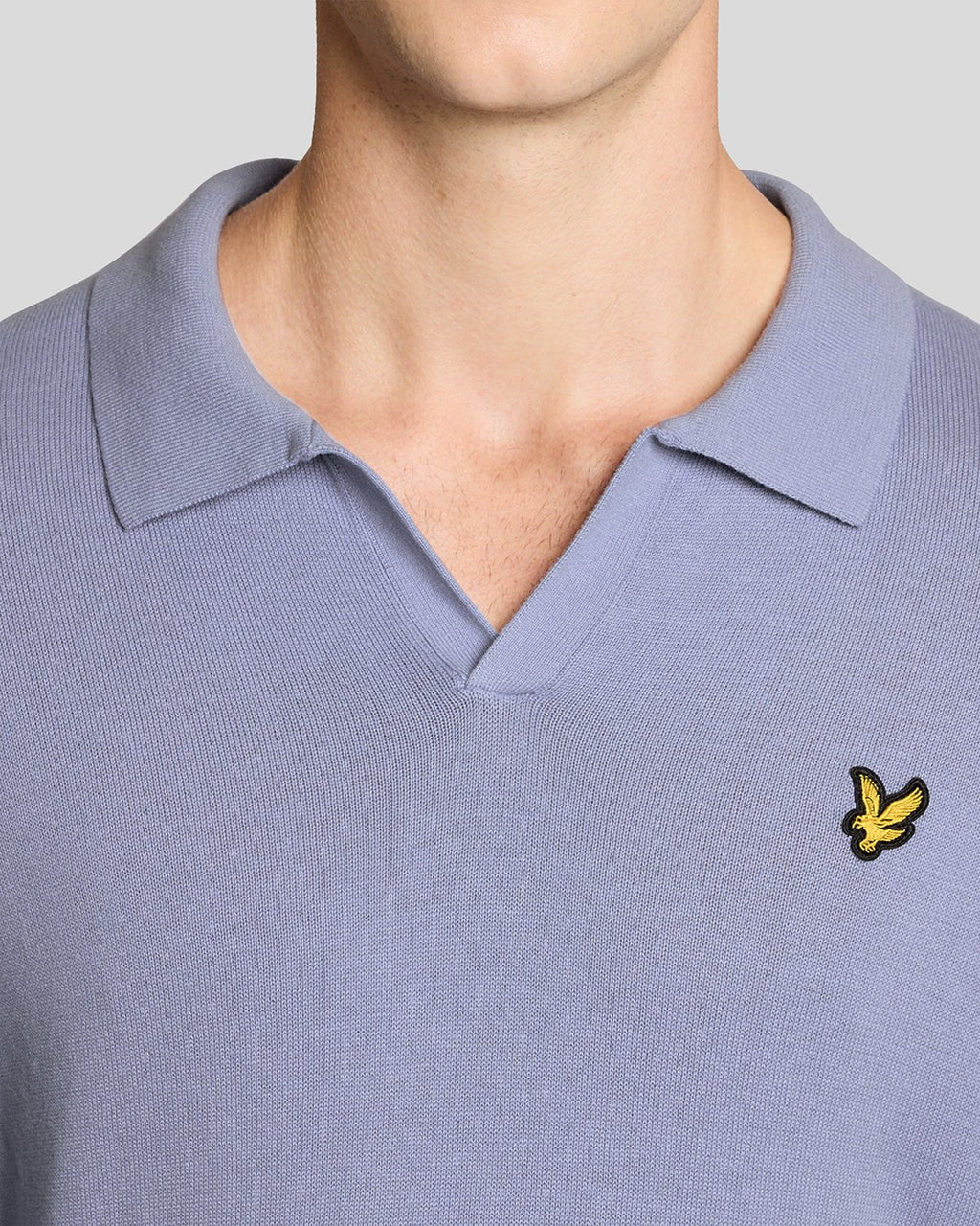 Lyle & Scott Mens Cotton Polo-Collar Jumper | Bubble Blue