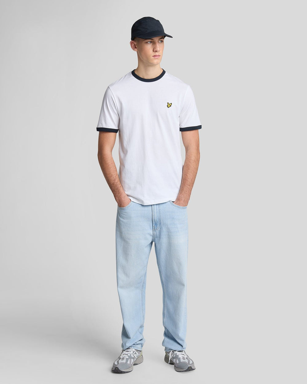 Lyle & Scott Mens Ringer T-Shirt | White Dark Navy