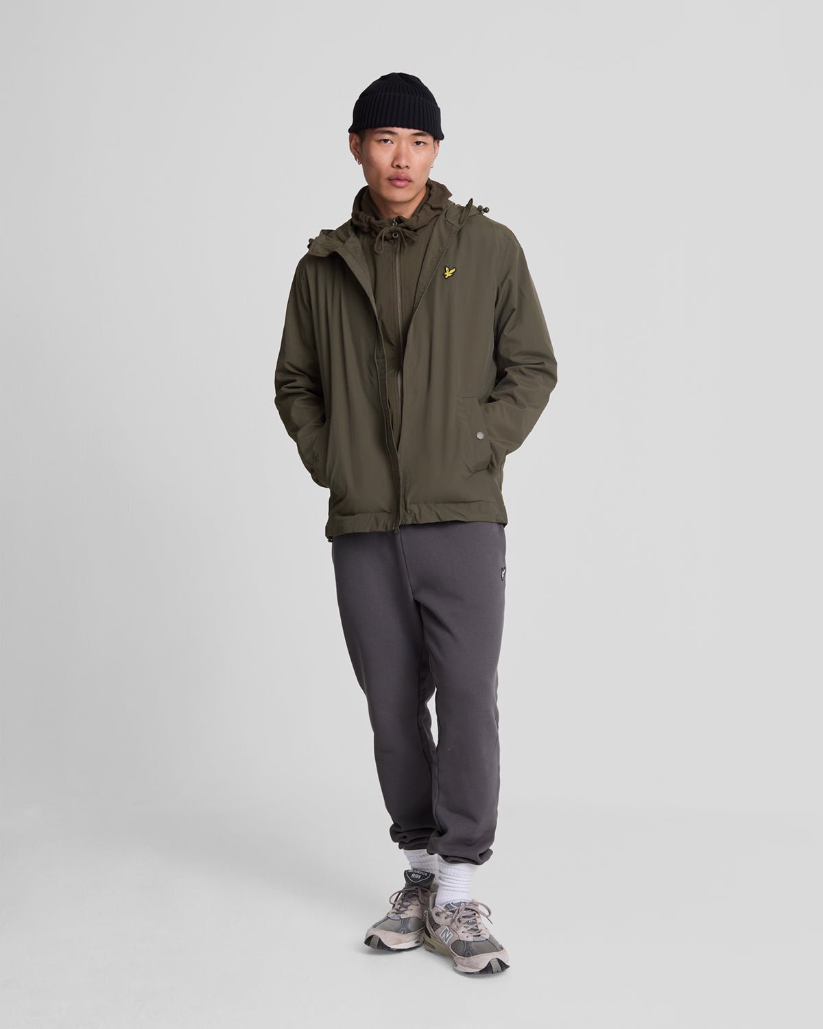 Lyle & Scott Mens Water Resistant Hooded Jacket | Olive