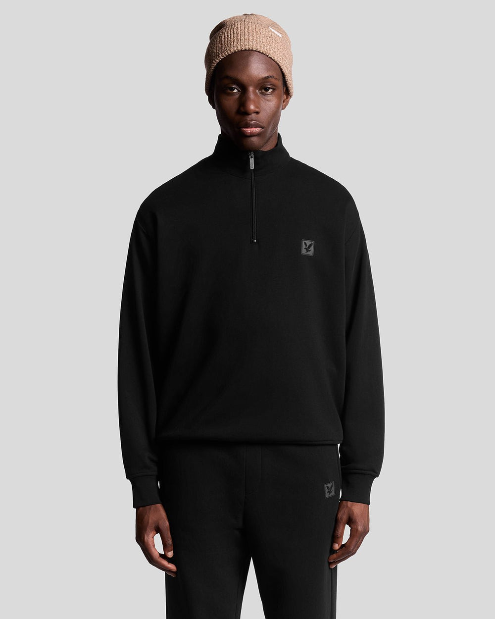 Lyle & Scott Mens Lounge Quarter Zip Sweatshirt | Jet Black