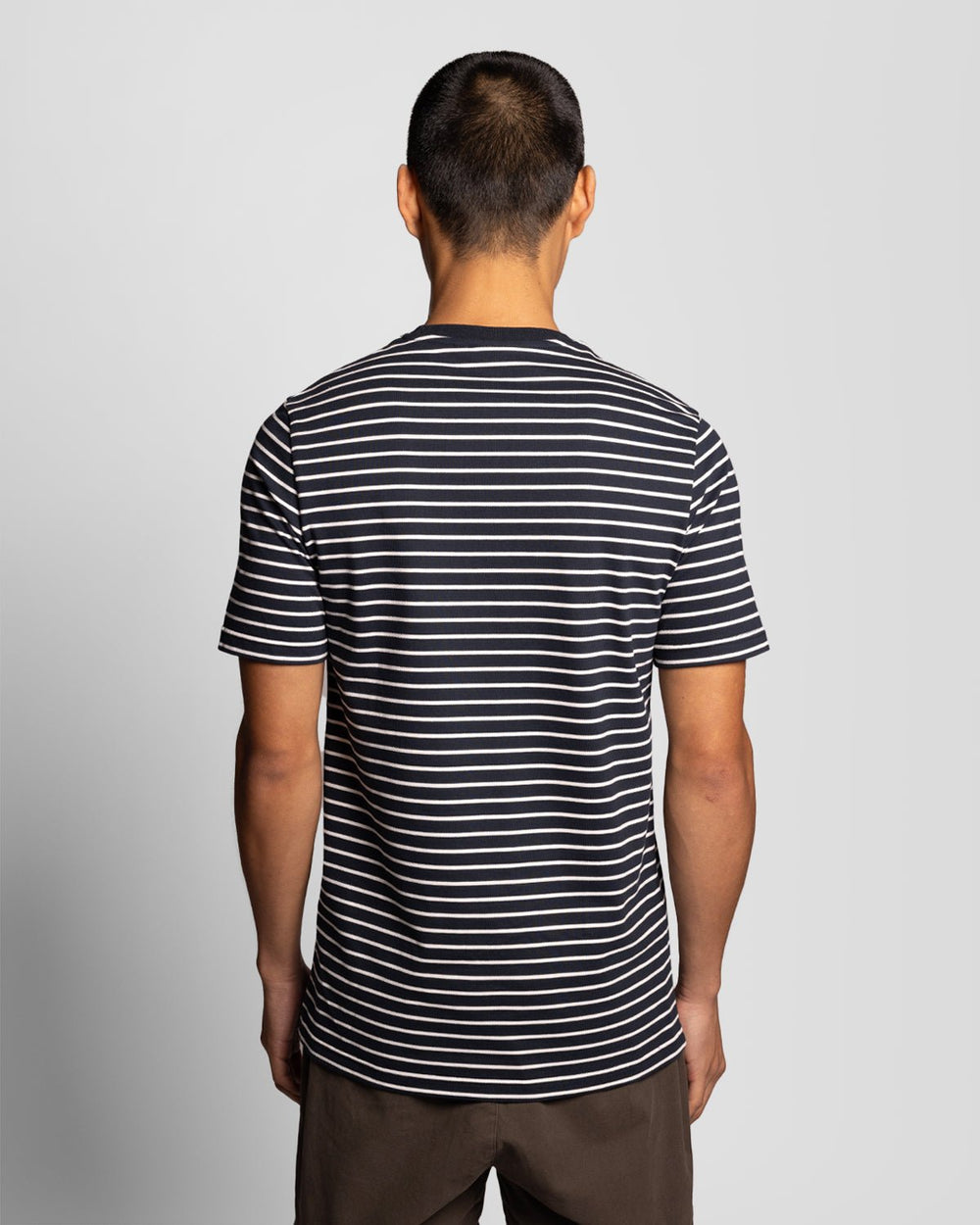 Lyle & Scott Mens Pique Breton Stripe T-Shirt | Dark Navy White