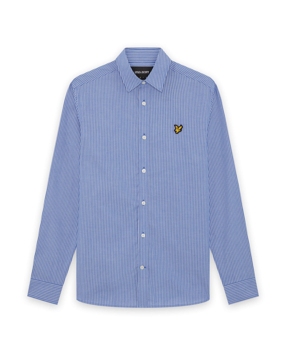Lyle & Scott Mens Cotton Poplin Twin Stripe Shirt | Lucid Blue