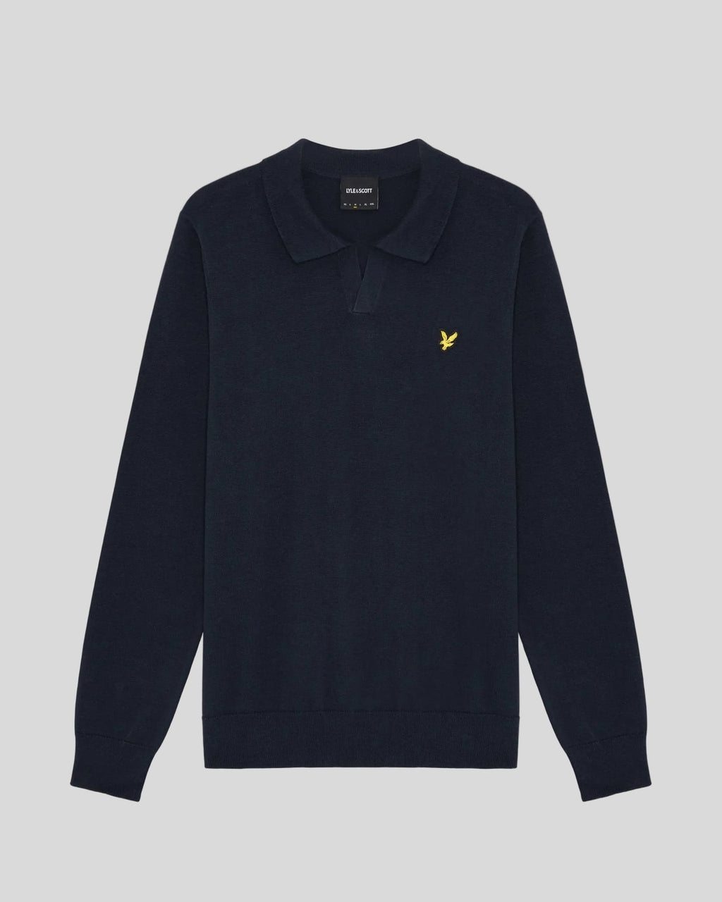 Lyle & Scott Mens Cotton Polo-Collar Jumper | Dark Navy