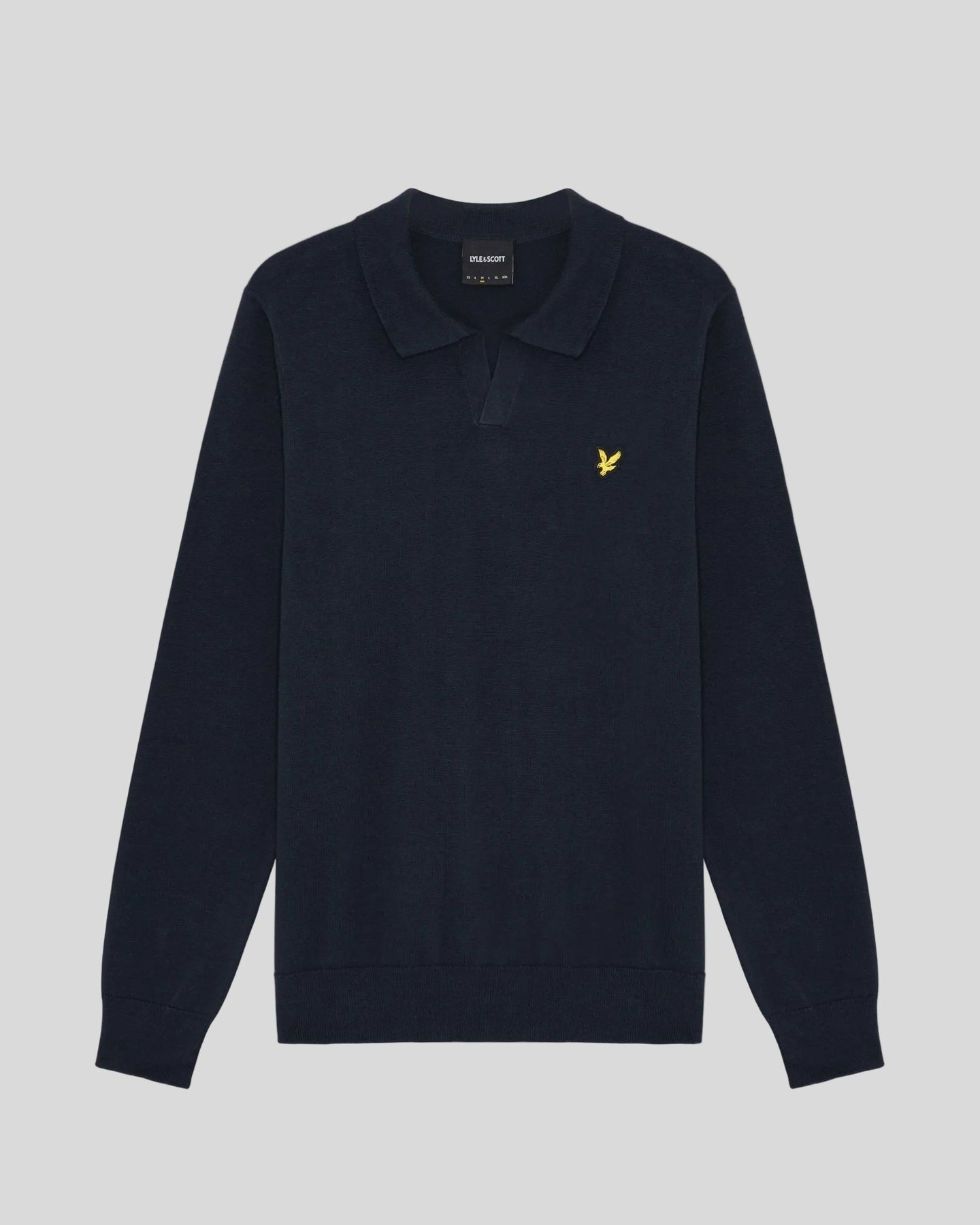 Lyle & Scott Mens Cotton Polo-Collar Jumper | Dark Navy