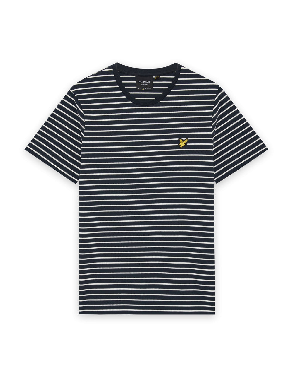 Lyle & Scott Mens Pique Breton Stripe T-Shirt | Dark Navy White