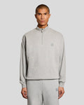Lyle & Scott Mens Lounge Quarter Zip Sweatshirt | Light Grey Marl