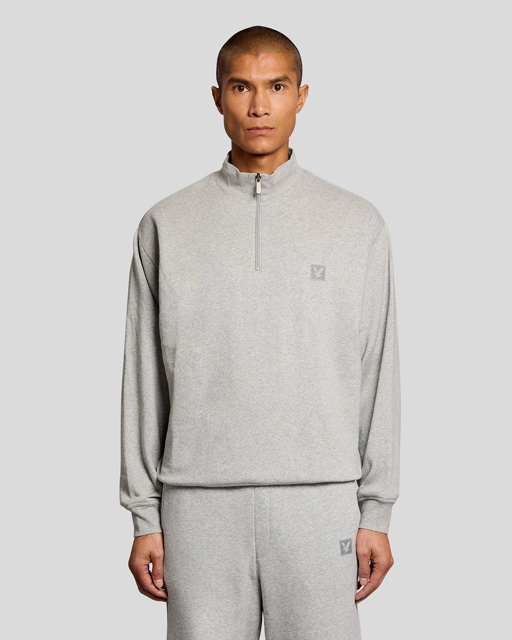 Lyle & Scott Mens Lounge Quarter Zip Sweatshirt | Light Grey Marl