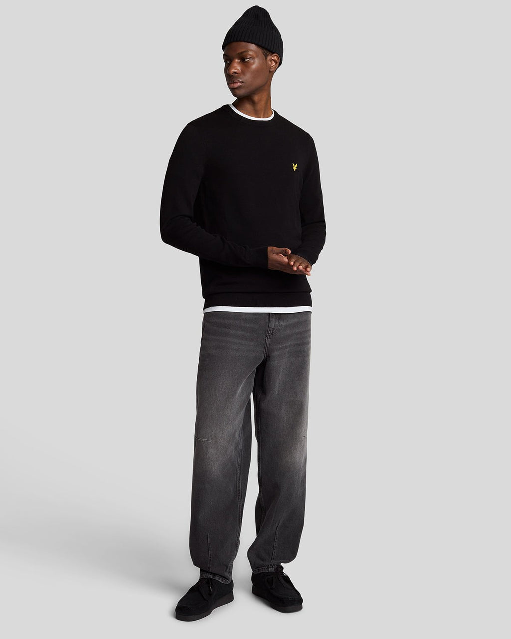 Lyle & Scott Mens Cotton Crew Neck Jumper | Jet Black