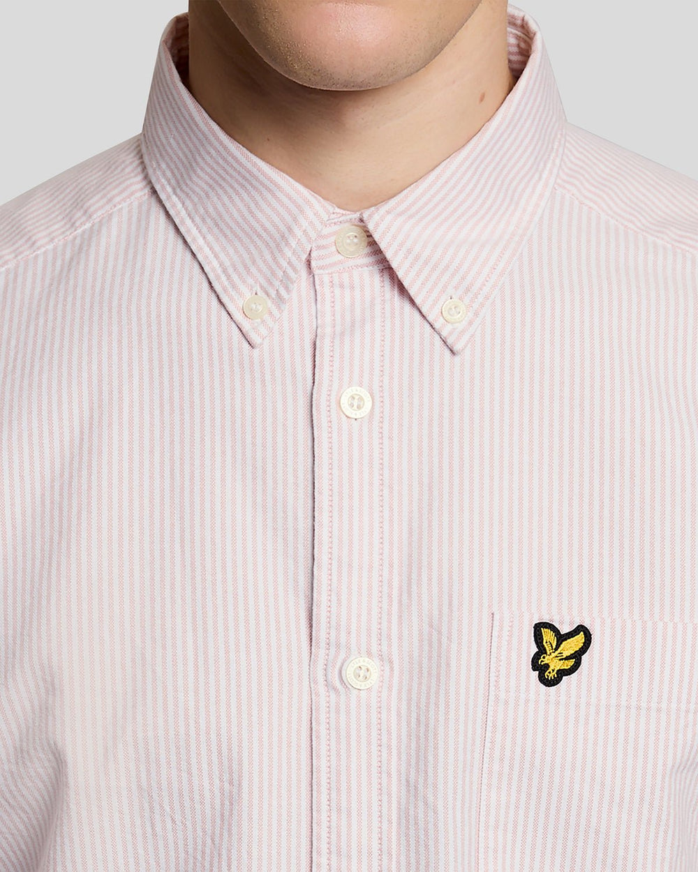 Lyle & Scott Mens Cotton Stripe Oxford Shirt | Pink Grapefruit