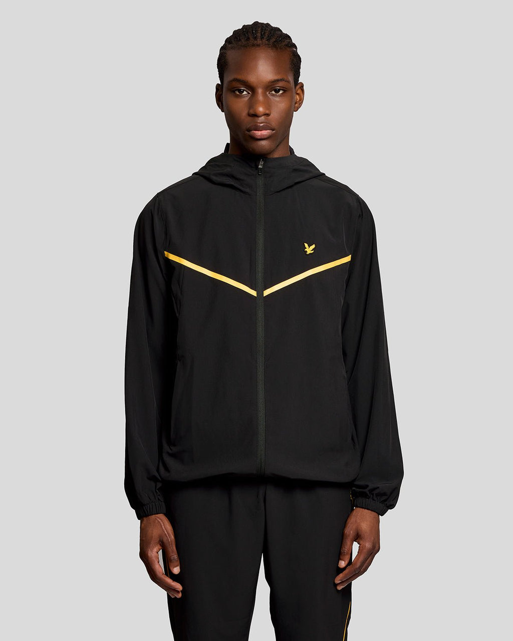 Lyle & Scott Mens Sports Stripe Track Jacket | Jet Black