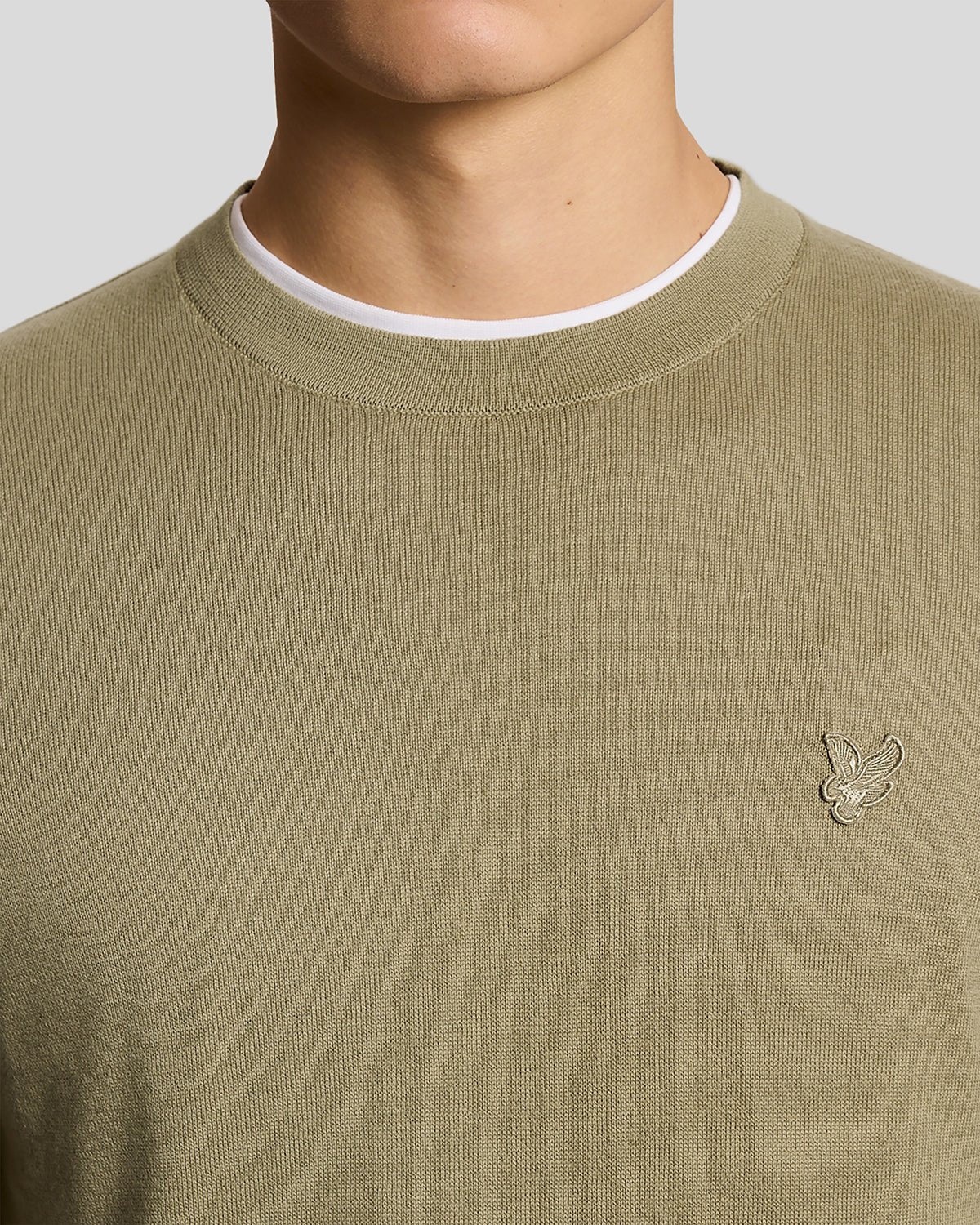 Lyle & Scott Mens Superfine Cotton Crew Neck Jumper | Sage Uniform