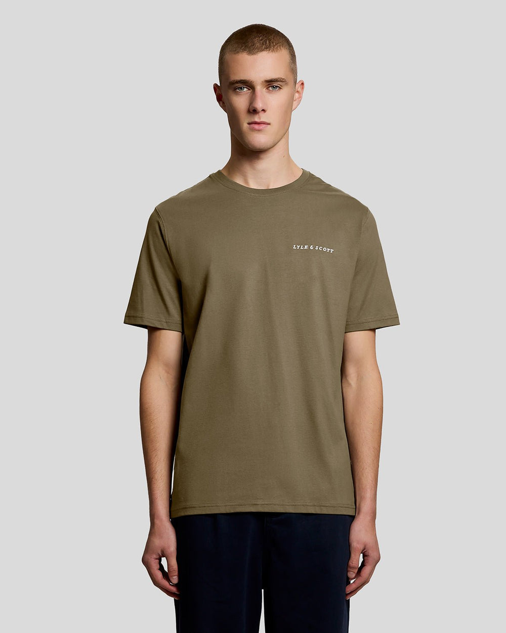 Lyle & Scott Mens Linen Blend Raglan T-Shirt | Khaki Ash