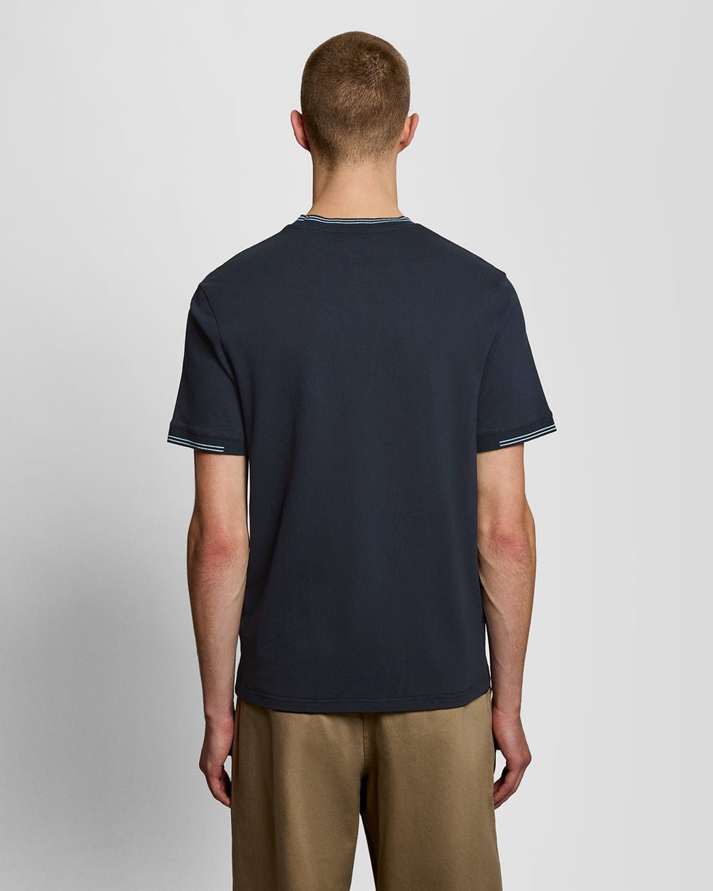 Lyle & Scott Mens Fine Tipped T-Shirt | Dark Navy Blue Chalk
