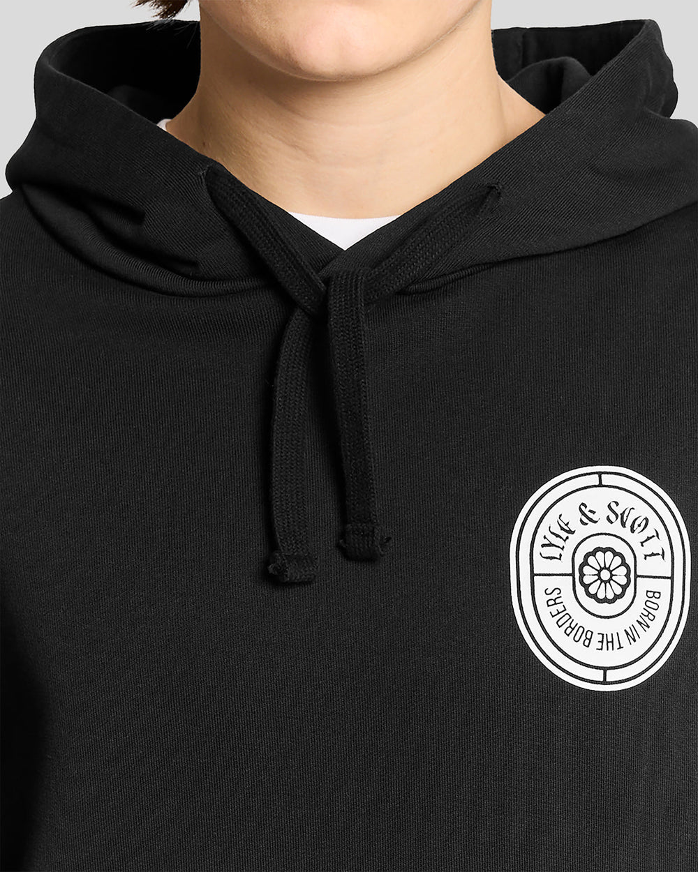 Lyle & Scott Mens Graphic Badge Cotton Hoodie | Jet Black