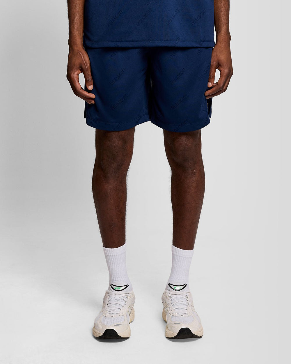Lyle & Scott Mens Sports Embossed Logo Football Shorts | Navy Peony