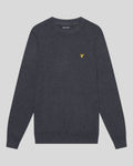 Lyle & Scott Mens Cotton Merino Crew Neck Jumper | Charcoal Marl