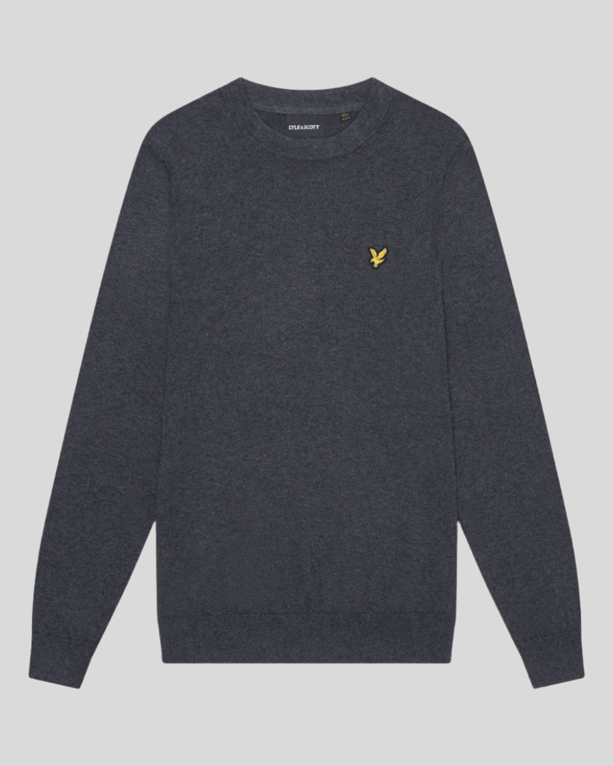 Lyle & Scott Mens Cotton Merino Crew Neck Jumper | Charcoal Marl
